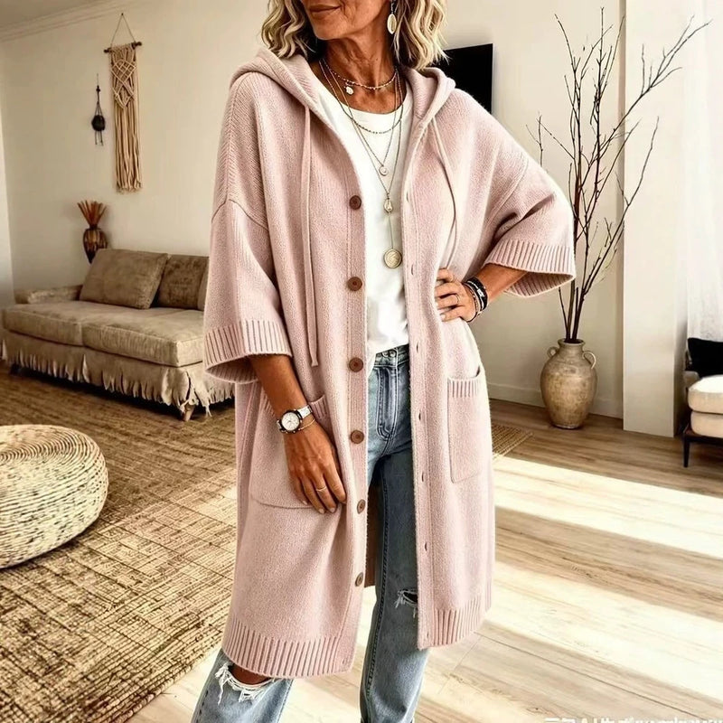 Hooded Knit Cardigan Coat