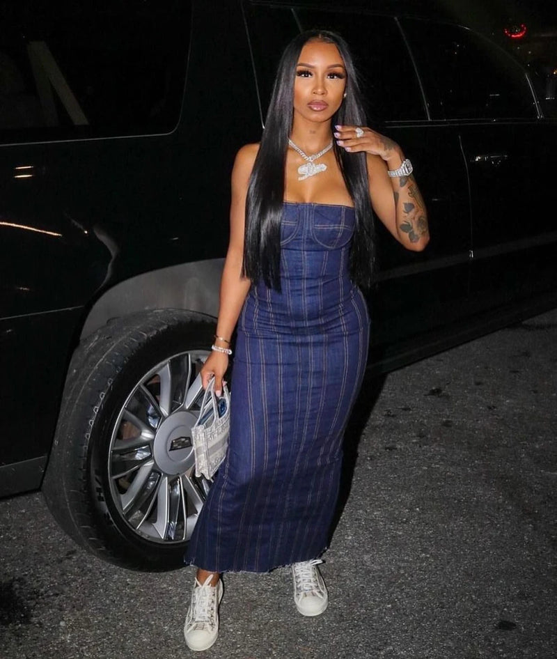 Sleeveless Denim Tube Dress