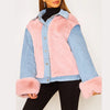 Plush Denim Stitching Warm Jacket
