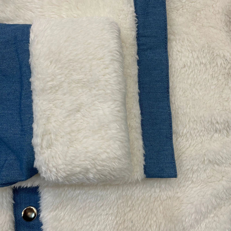 Plush Denim Stitching Warm Jacket