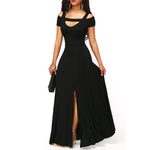 V-neck Split Long Dress