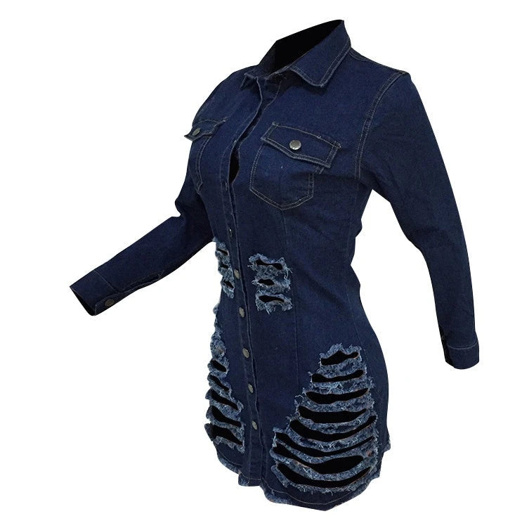 Shredded Denim Dress