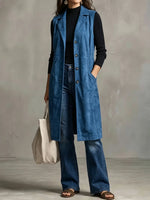 Sleeveless Mid-Length Blazer Vest