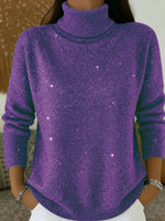 Sparkly Turtleneck Knit Sweater
