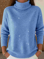 Sparkly Turtleneck Knit Sweater
